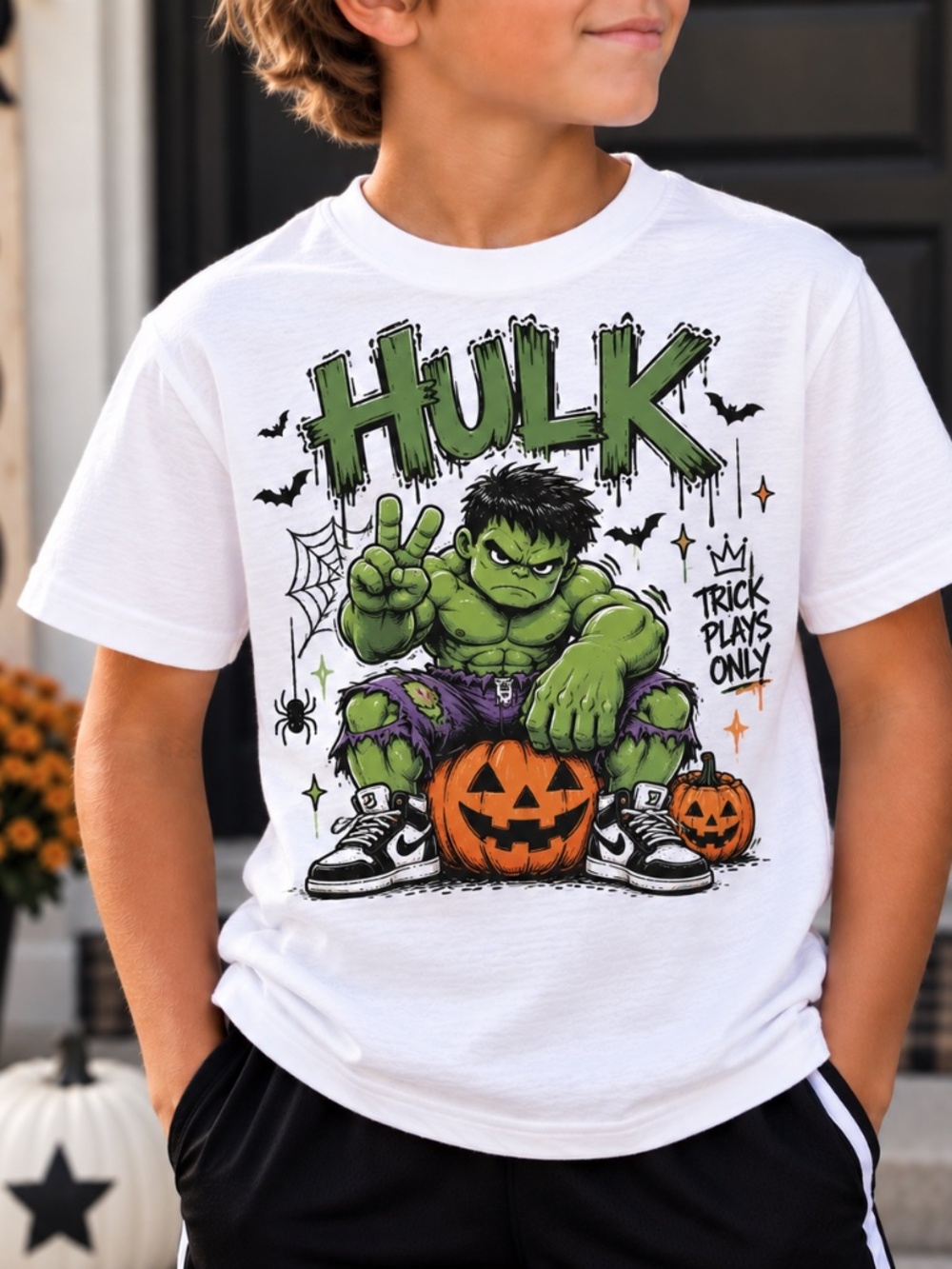 Hulk Kids White Halloween Ghost Tee